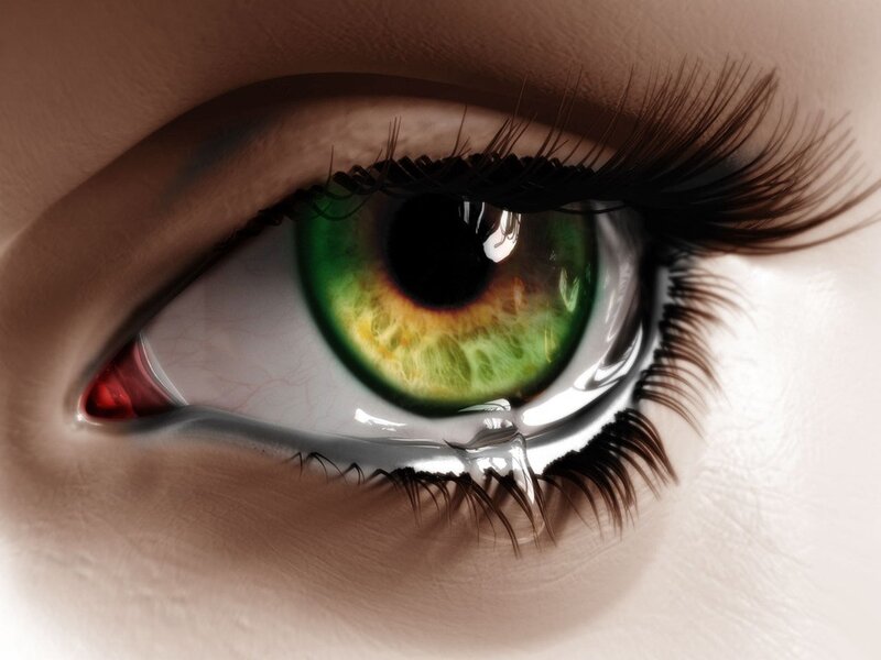 Green Eye with Tear — Digital Art