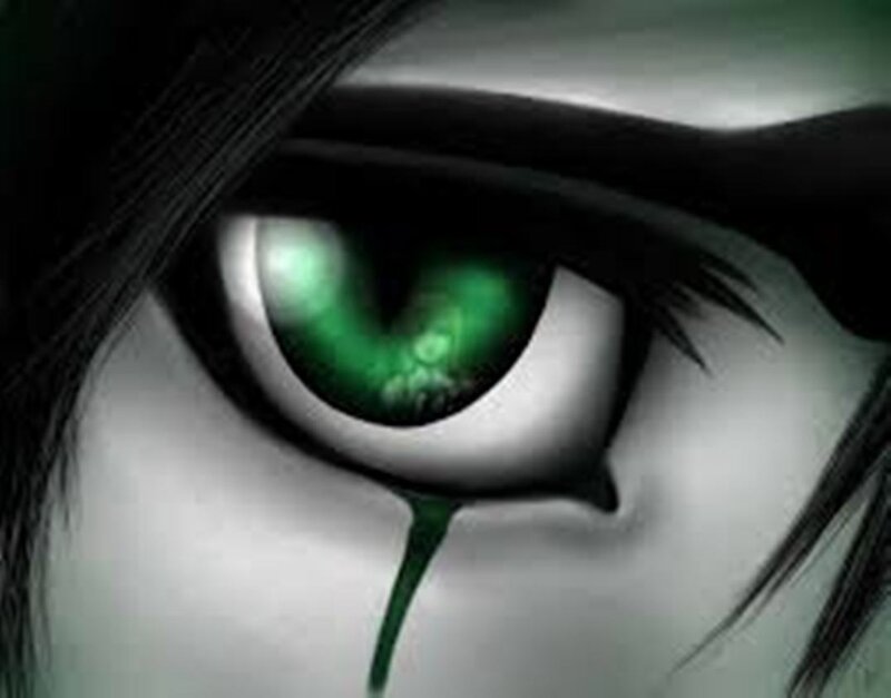 Green Eye with Tear — Dramatic, Digital Art