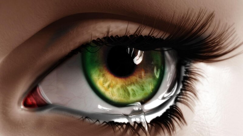 Green Eye with Tears — Dramatic