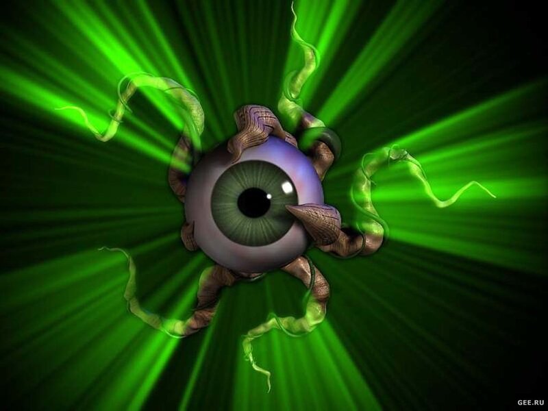 green eye with tentacles