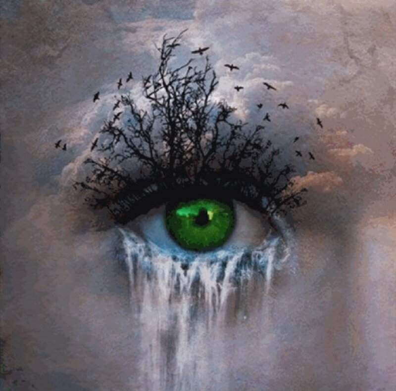 Green Eye with Waterfall — Dramatic