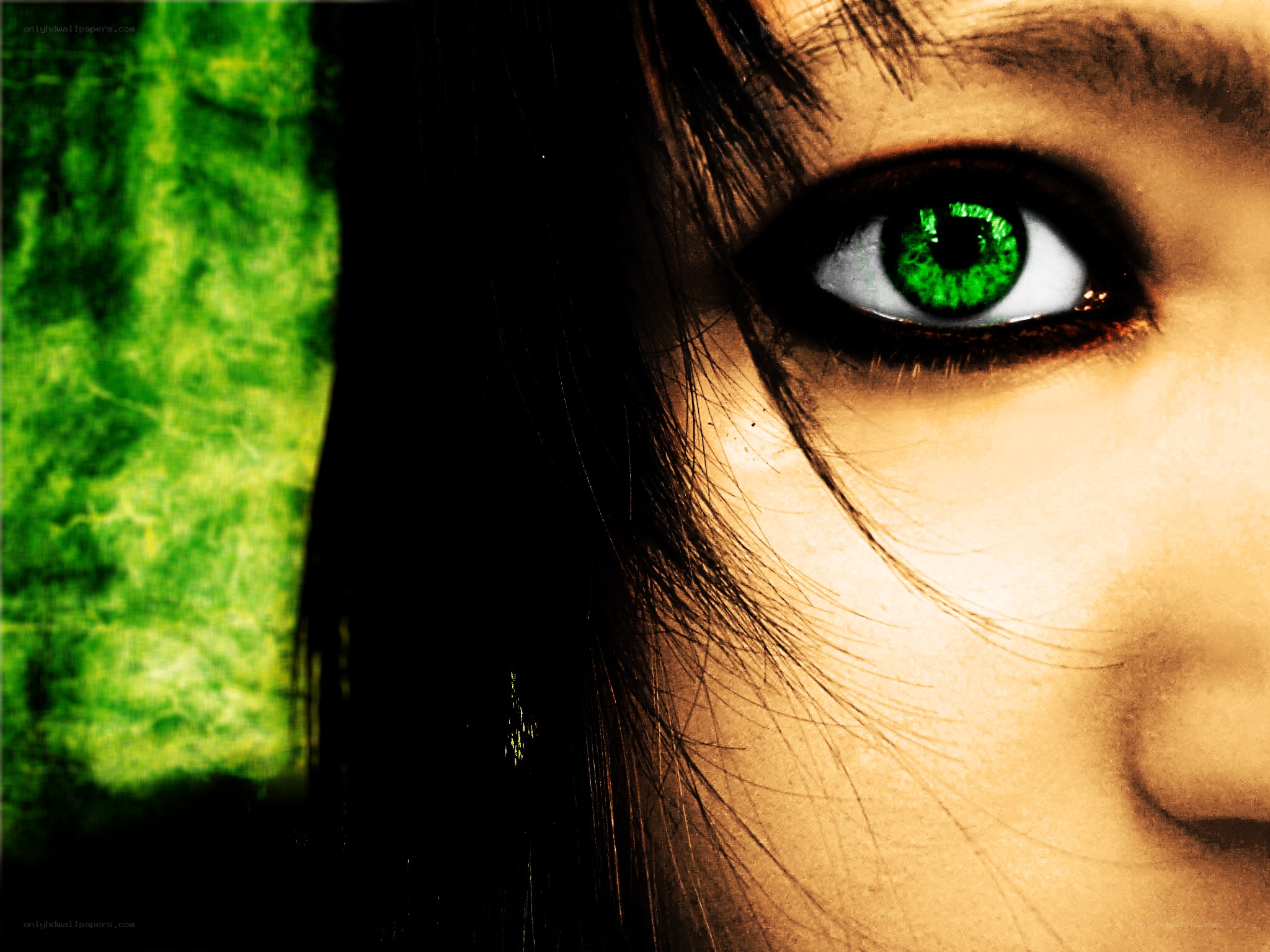 green-eyed close-up portrait