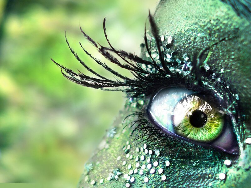 Green-eyed Person with Makeup