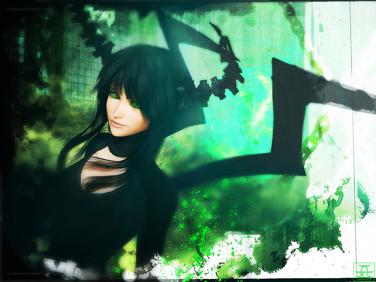 green-eyed warrior with axe