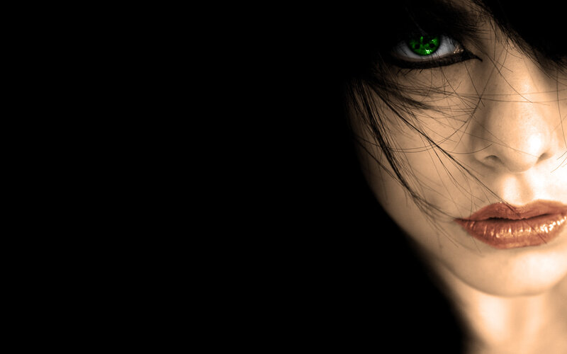 green-eyed woman portrait