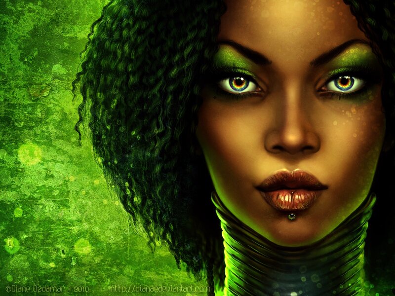 green-eyed woman portrait