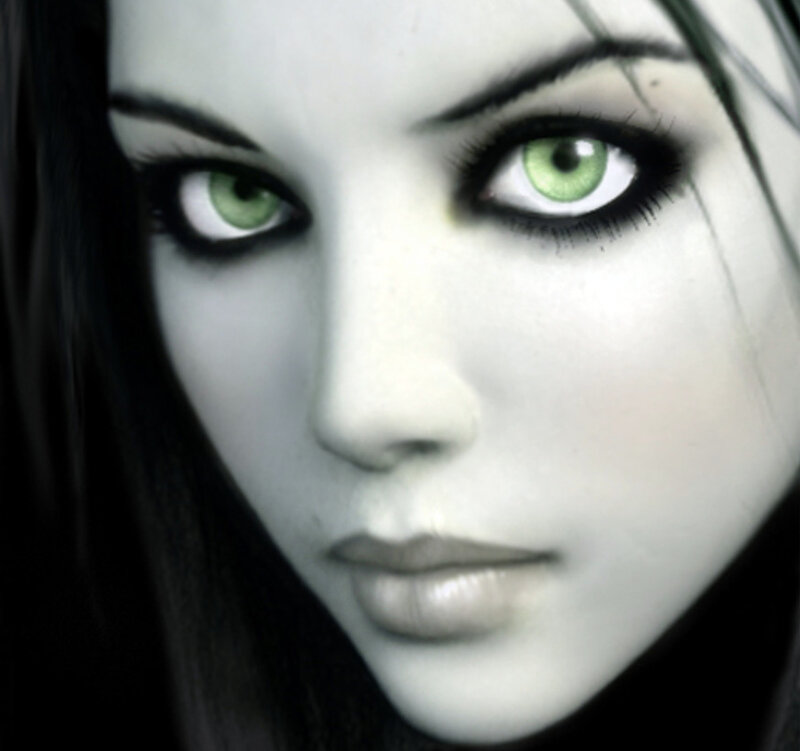 green-eyed woman portrait