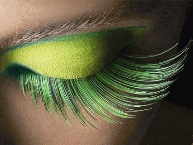 Green Eyelashes and Eyeshadow