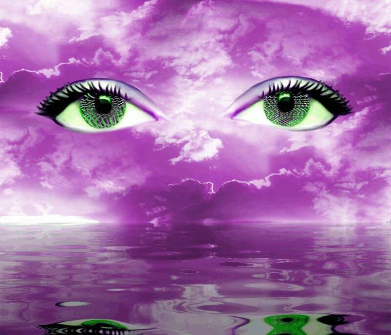 Green Eyes in Purple Sky