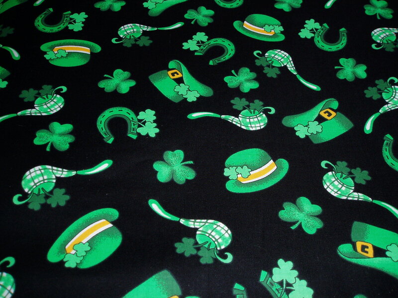 Green Fabric with Shamrocks