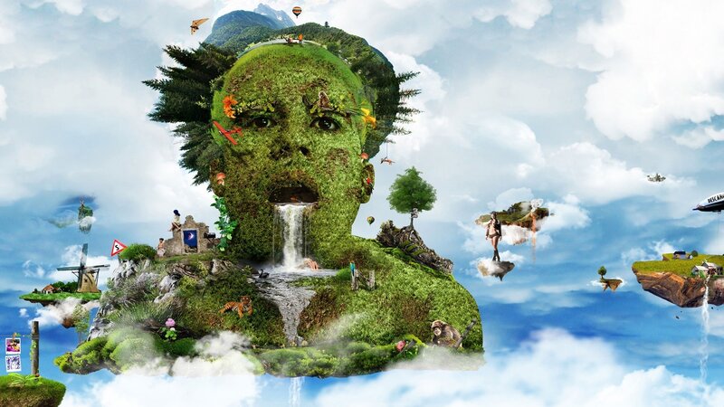 Green Face Landscape — Dreamlike
