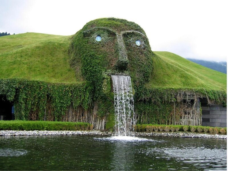 Green Face Sculpture