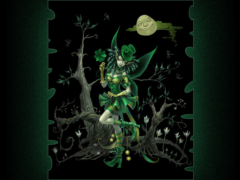Green Fairy on Tree — Mystical
