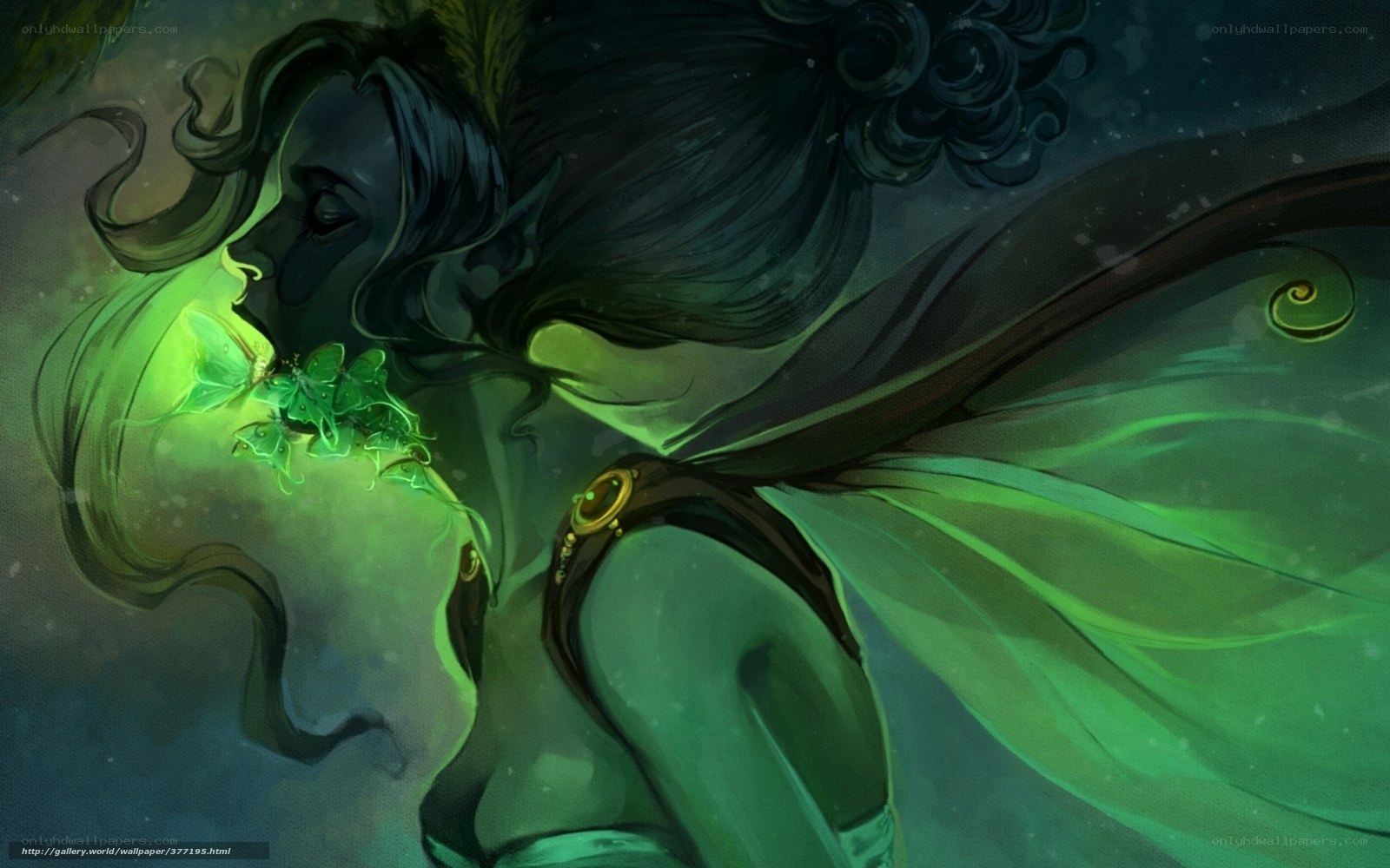 green fairy with butterflies