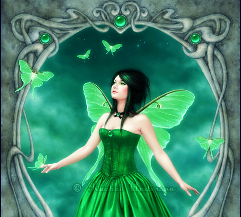 Green Fairy with Moth Wings