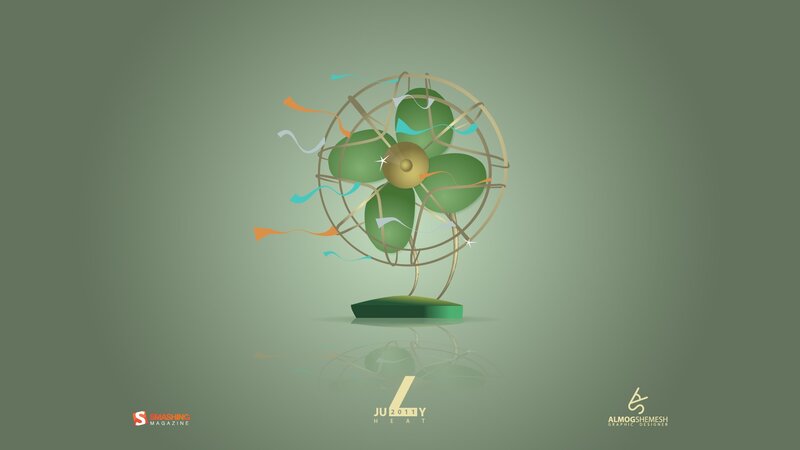 Green fan with colorful ribbons