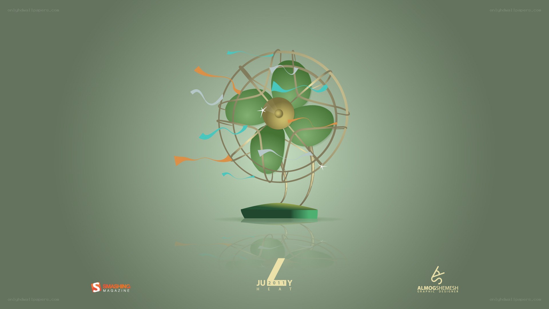 Green fan with colorful ribbons