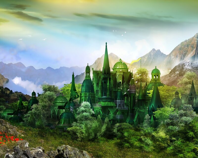 green fantasy castle landscape