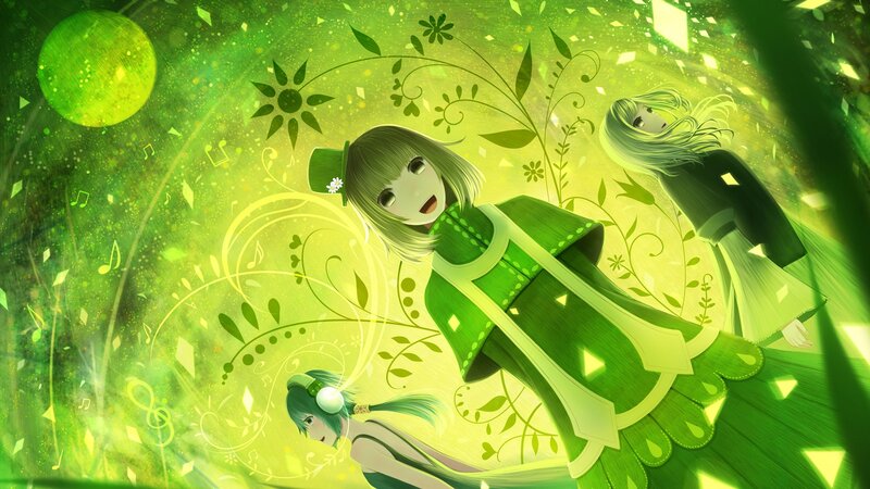 Green fantasy characters in a magical scene