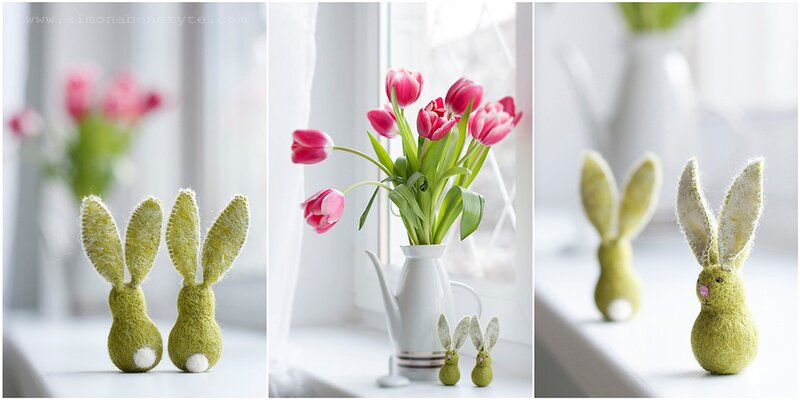 Green Felt Bunnies