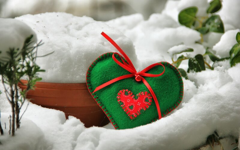 Green Felt Heart Ornament