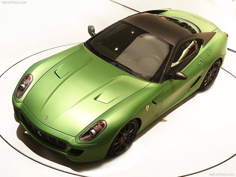 green ferrari sports car