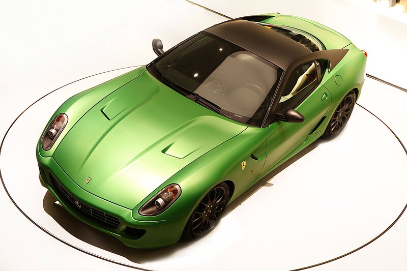 green ferrari sports car