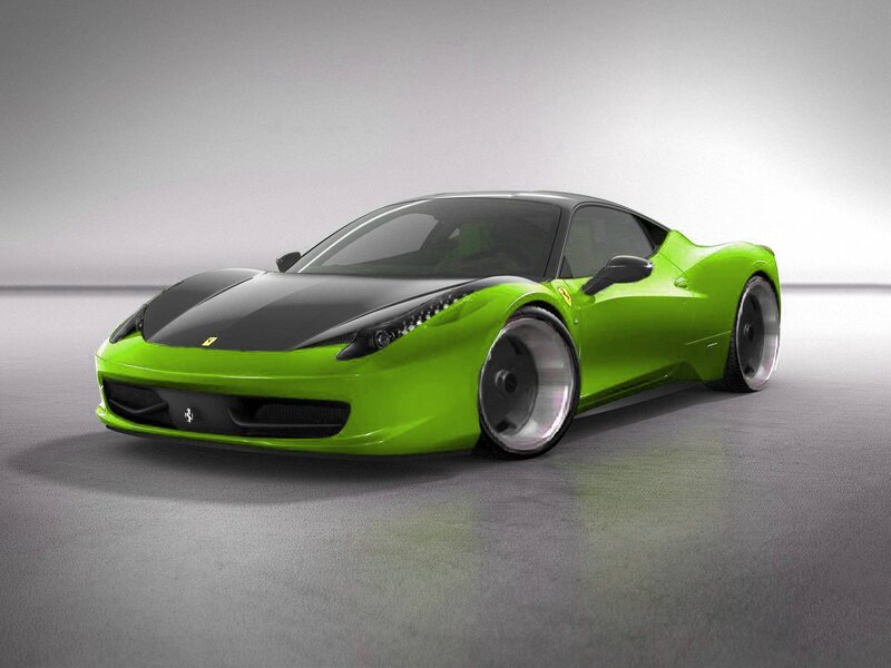 green ferrari sports car