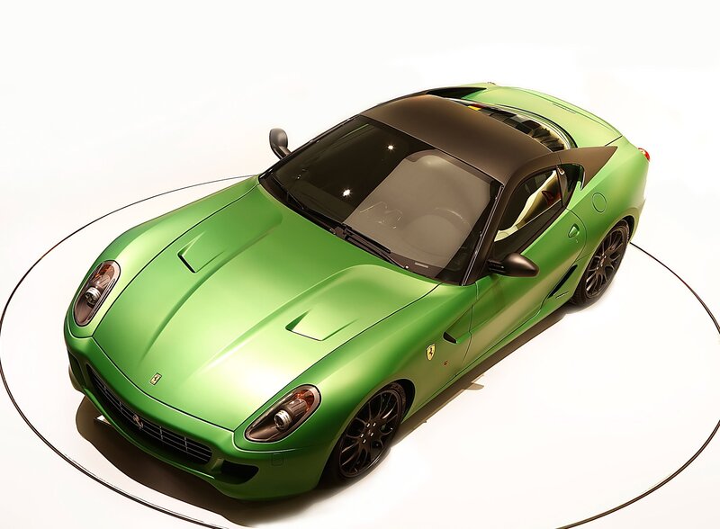 green ferrari sports car