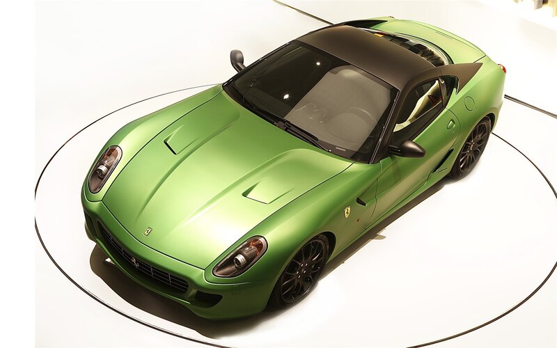 green ferrari sports car