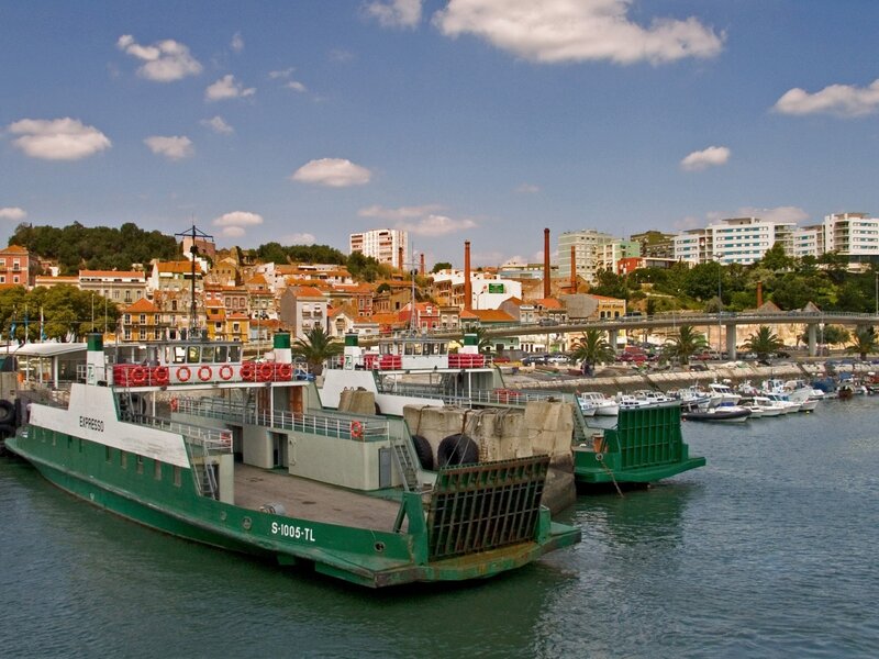Green Ferry Boat — Calm, Afternoon, Photograph, Harbor