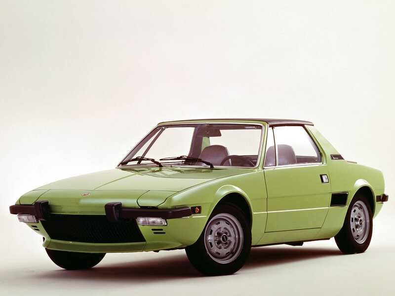 Green Fiat X1/9 sports car