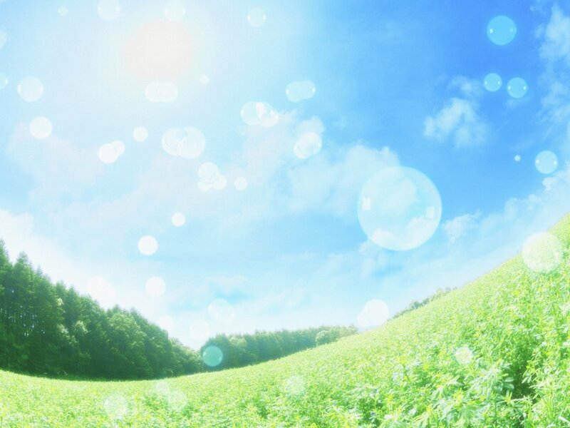 Green Field under Blue Sky — Serene, Afternoon, Anime