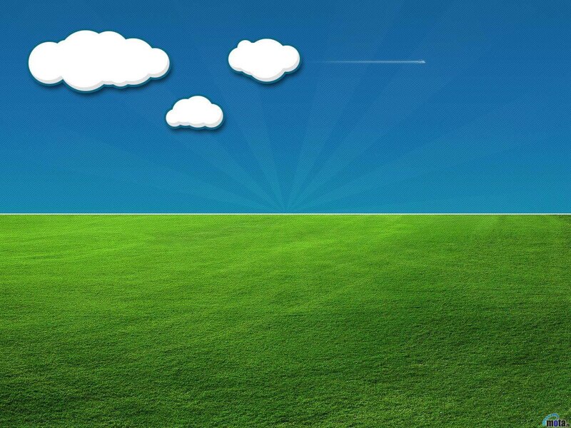 Green Field under Blue Sky — Serene, Afternoon, Digital Art, Clouds