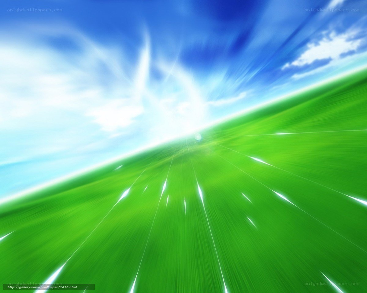 Green field under blue sky