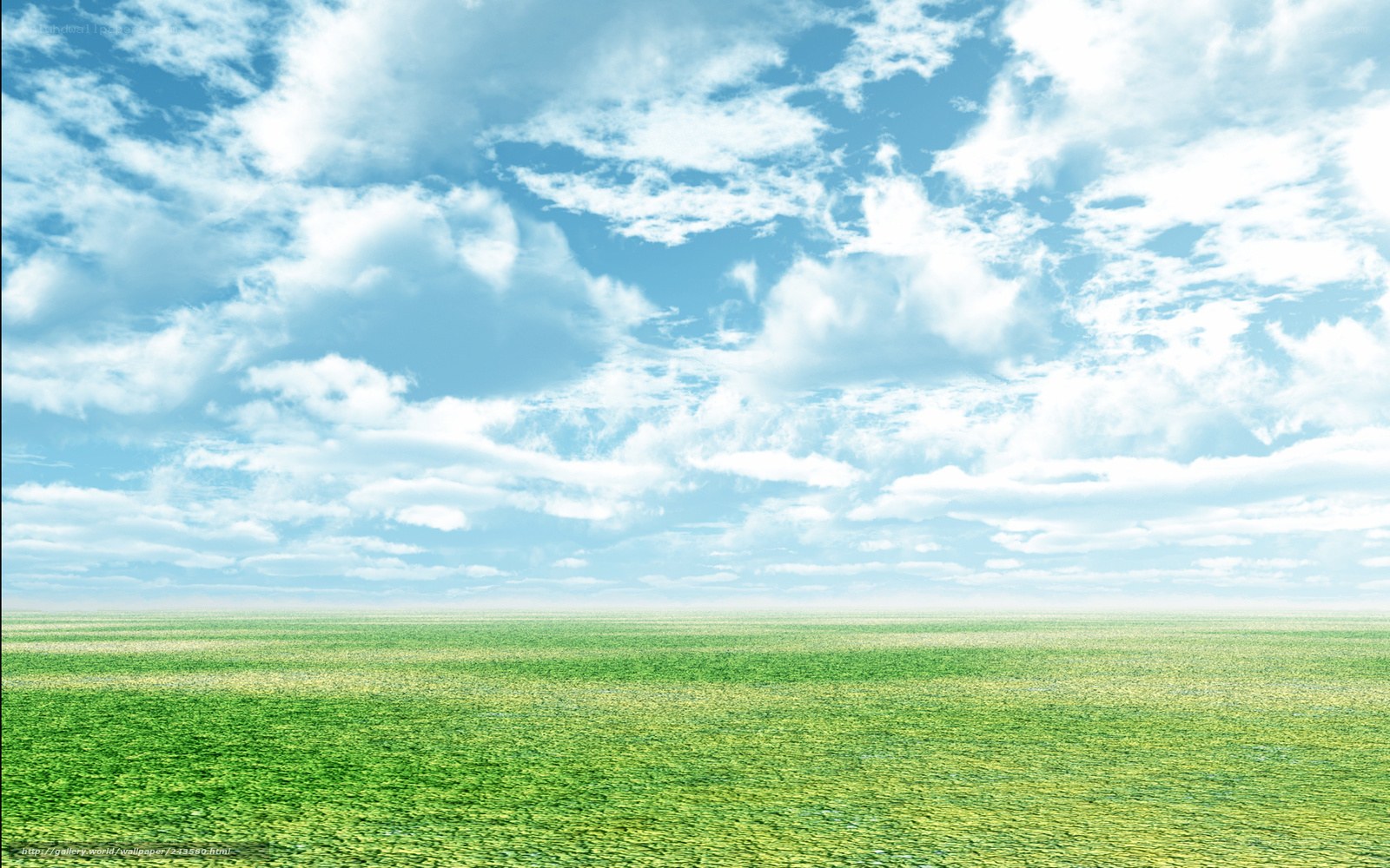 Green field under cloudy sky