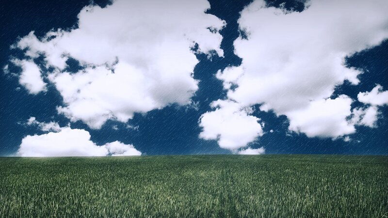 Green Field under Cloudy Sky — Dramatic, Photograph