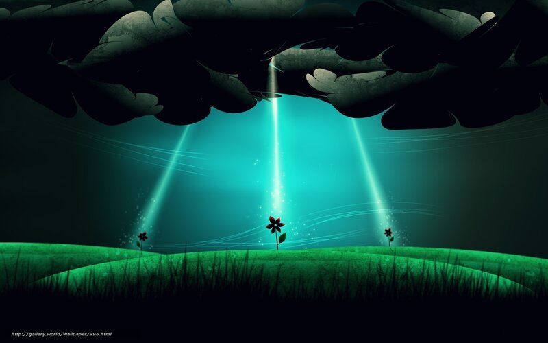 green field under glowing sky