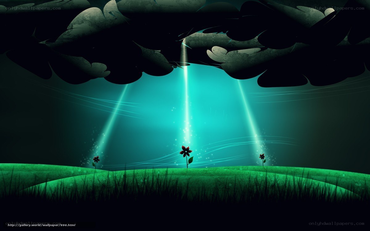 green field under glowing sky