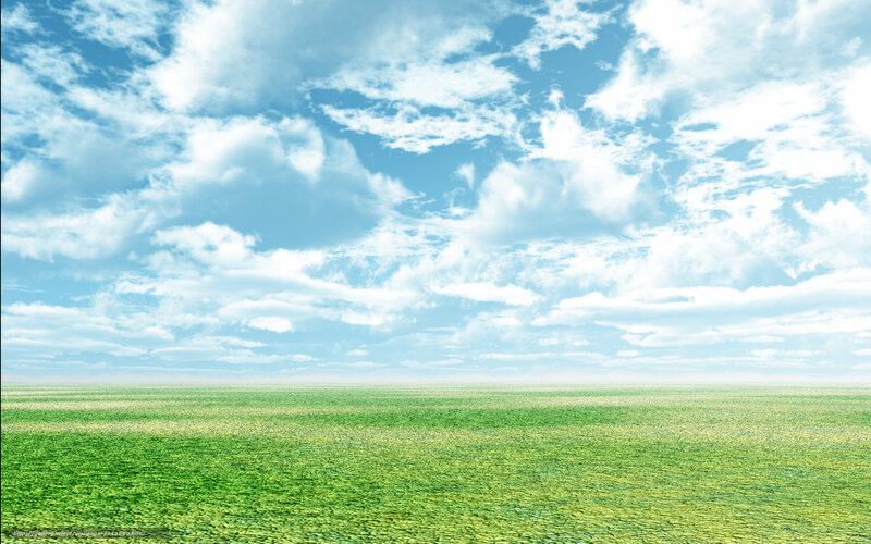 Green Field under Sky — Serene, Afternoon, Photograph, Clouds