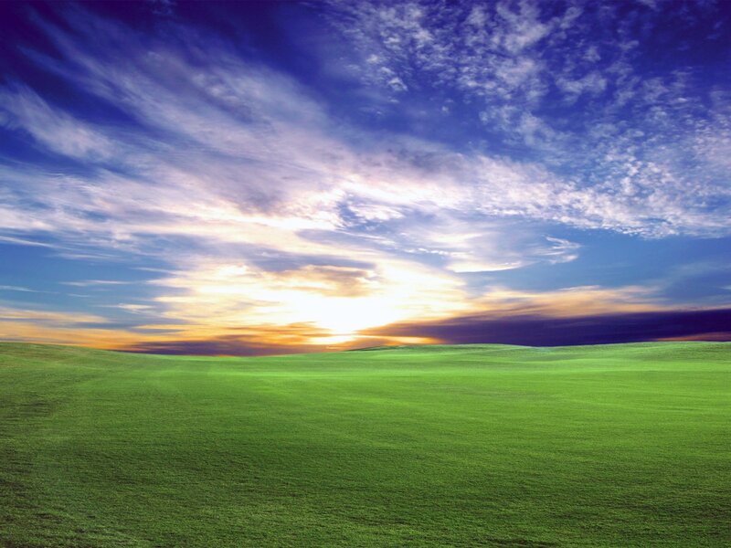 Green Field under Sky — Serene, Sunset