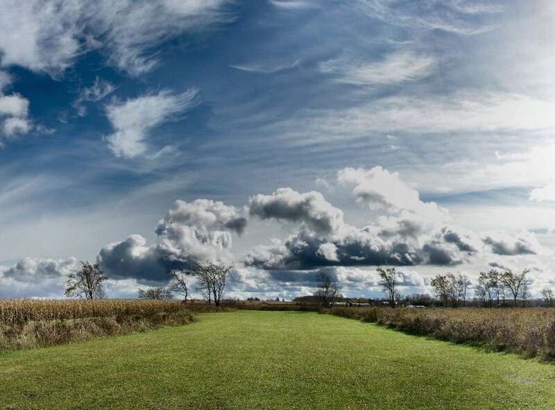 Green Field with Clouds — Blue