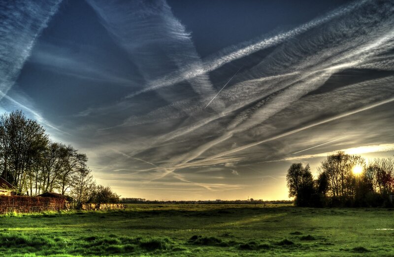 Green Field with Clouds — Dramatic