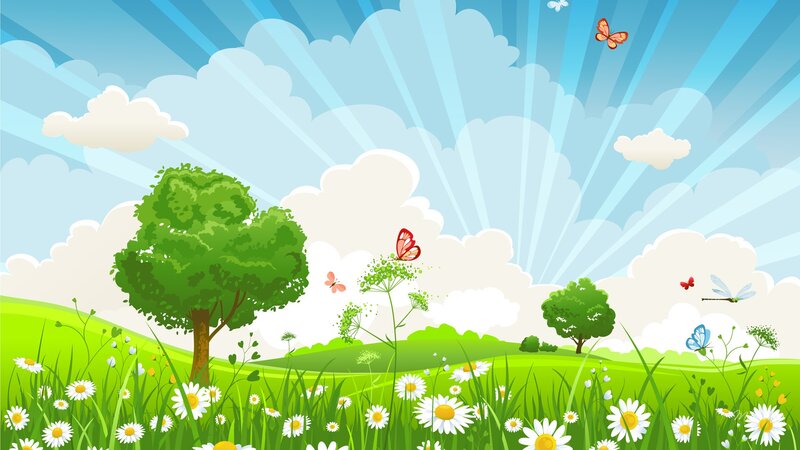Green Field with Daisies — Serene
