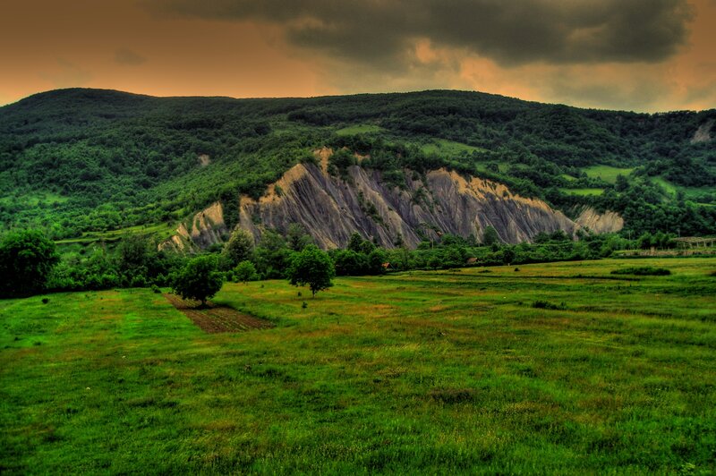 Green Field with Hills — Dramatic