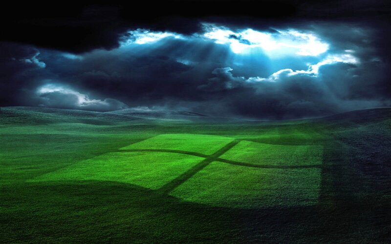 Green Field with Logo — Dramatic, Night
