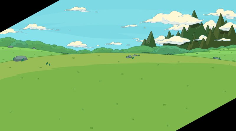 Green Field with Mountains — Serene, Afternoon, Digital Art, Clouds