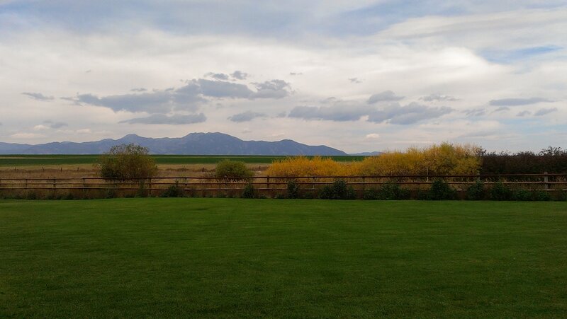 Green Field with Mountains — Serene, Autumn