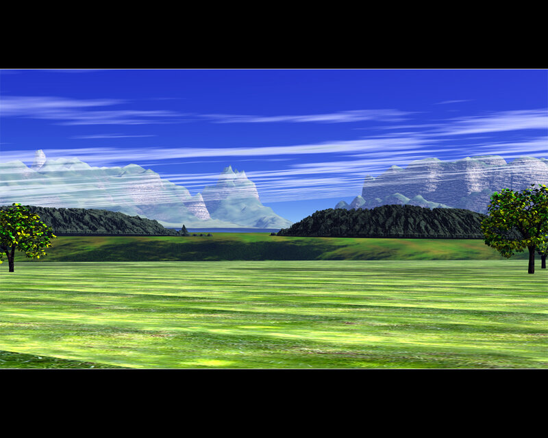 Green Field with Mountains — Serene