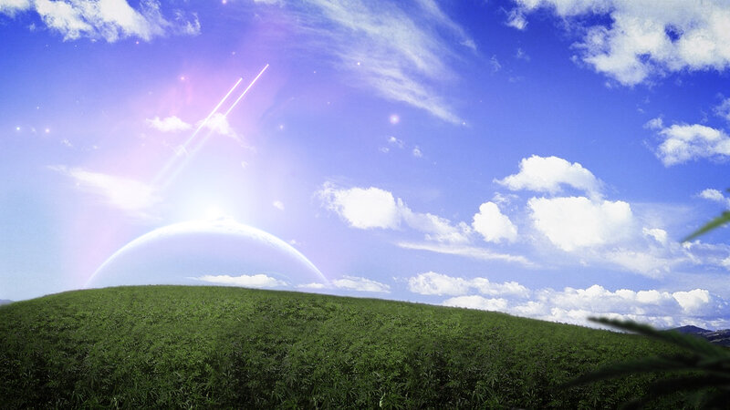 Green Field with Planet — Serene